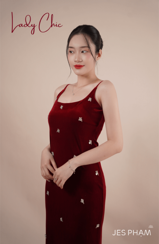 VÁY ĐÍNH ĐÁ HÌNH ONG BEE ĐỎ