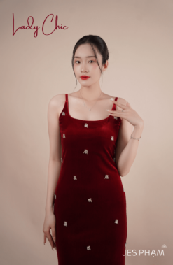 VÁY ĐÍNH ĐÁ HÌNH ONG BEE ĐỎ