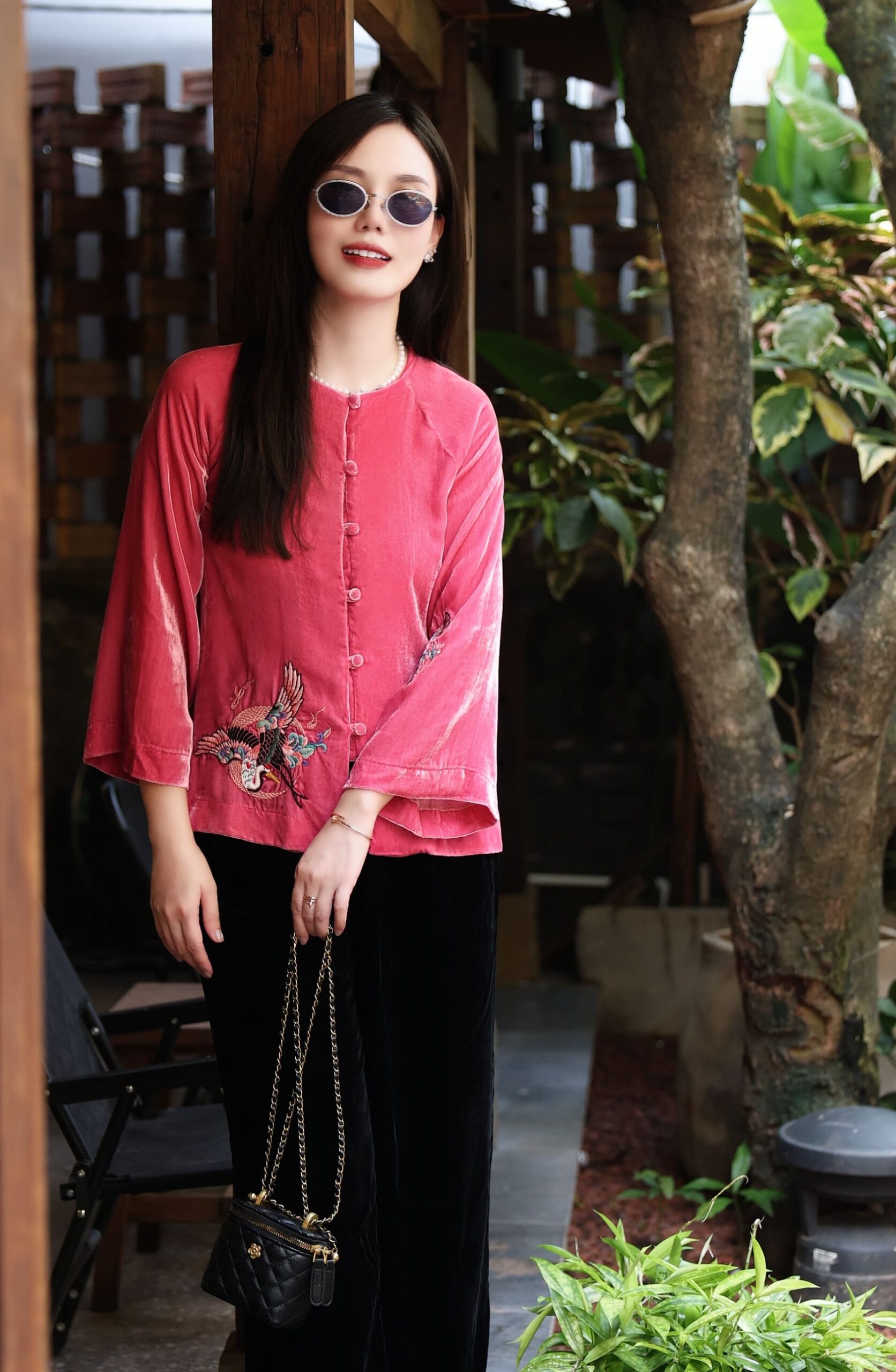 ÁO CỔ TRUYỀN HẠC HỒNG SEN 1