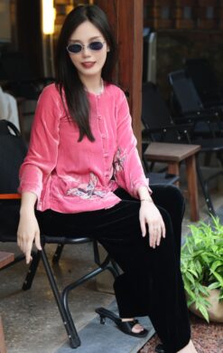 ÁO CỔ TRUYỀN HẠC HỒNG SEN 2