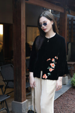 ÁO CỔ TRUYỀN HOA CẨM ĐEN 3