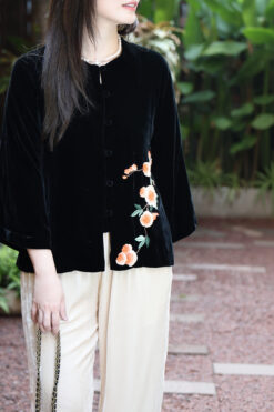 ÁO CỔ TRUYỀN HOA CẨM ĐEN 4