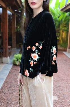 ÁO CỔ TRUYỀN HOA CẨM ĐEN 8