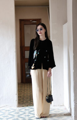 Áo cổ truyền thêu thủ công quạt đen 8